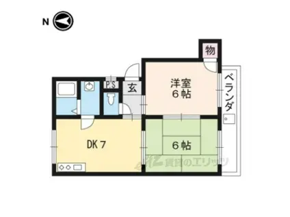 パラドール桂(2DK/4階)の間取り写真