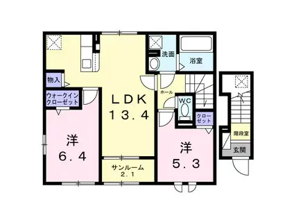 アルモニーE(2LDK/2階)の間取り写真