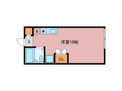 若葉台グリーンハイム(ワンルーム/2階)の間取り写真