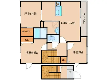 アズール(3LDK/1階)の間取り写真