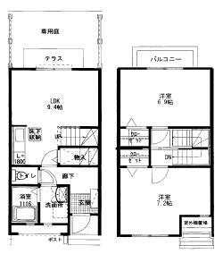 エスポアールナカタニ(2LDK/1階)の間取り写真