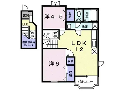 シャンドフルール I(2LDK/2階)の間取り写真