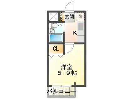 コーポユー(1K/1階)の間取り写真
