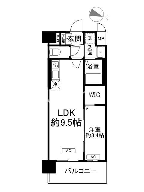 ソルテラス京都JUJO華(1LDK/5階)の間取り写真