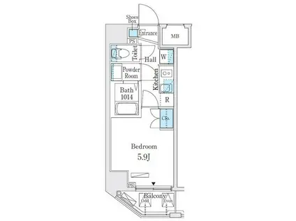 オープンブルーム横浜(1K/3階)の間取り写真