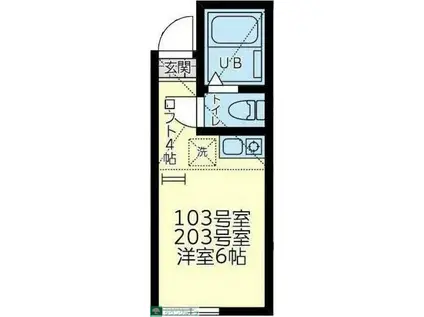 ユナイト追浜ストラスブール(ワンルーム/2階)の間取り写真