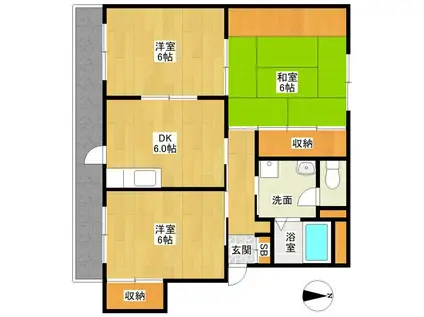 ハイツエトアール(3DK/3階)の間取り写真