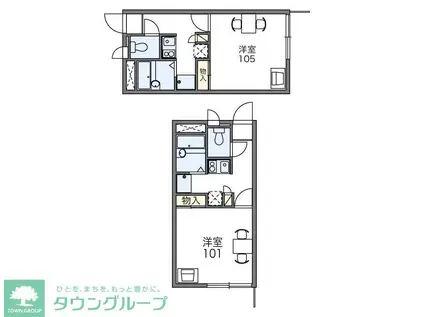 レオパレスプリムローズ(1K/1階)の間取り写真