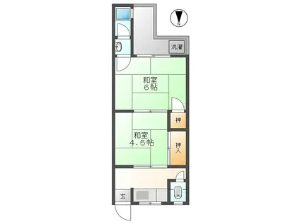 第一ニューグリンハウス杉(2K/2階)の間取り写真