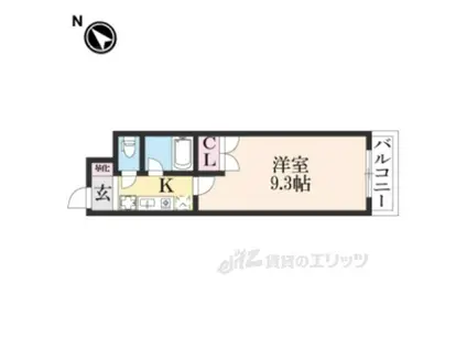 クレール平井(1K/4階)の間取り写真