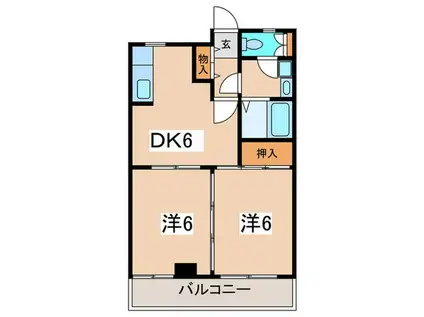 鶴第2マンション(2DK/1階)の間取り写真