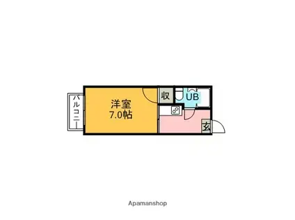 ハイツ若草II(1K/2階)の間取り写真