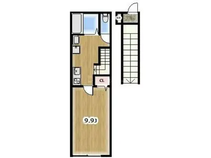 OLIVE TERRACE西亀有(1K/2階)の間取り写真