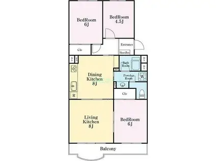 ウェルフェアグリーン原木三号棟(3LDK/5階)の間取り写真