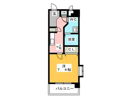 アソシアグロッツォ薬院大通(1K/10階)の間取り写真