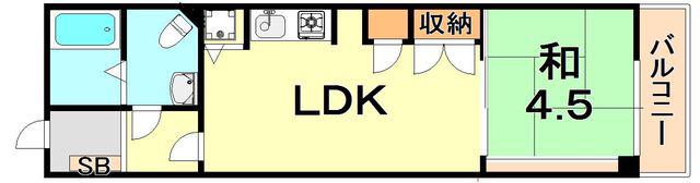 ボヌール向陽(1LDK/3階)の間取り写真