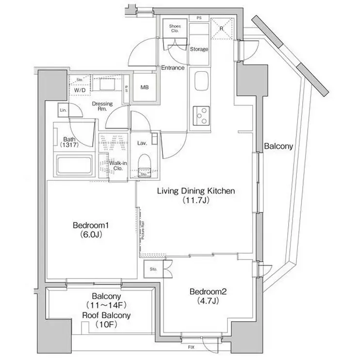 ヴェルステージ武蔵小杉 10階階 間取り