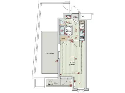 セリュークス田園調布南(1K/4階)の間取り写真
