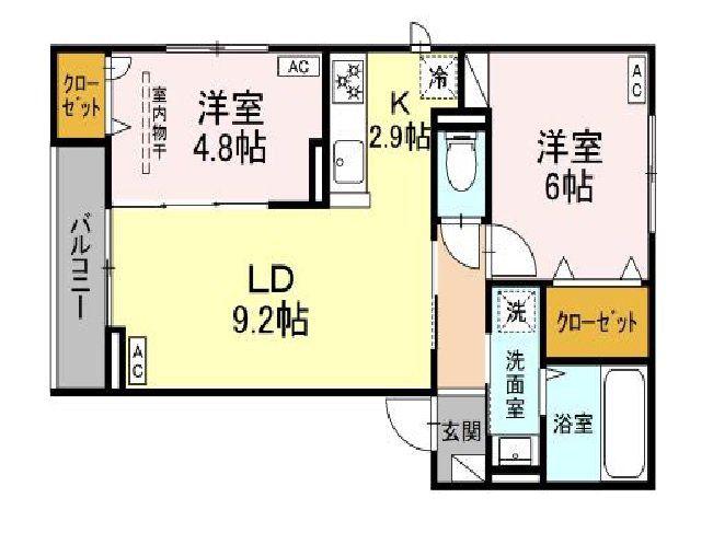 DーROOM小田原8丁目III(2LDK/3階)の間取り写真