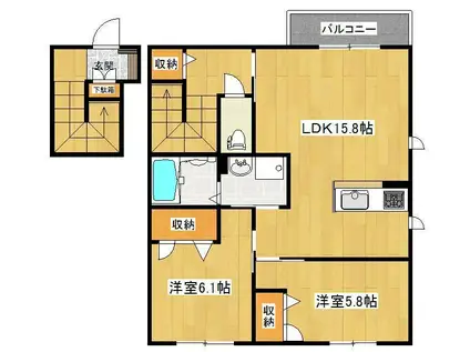 シャーメゾン レーベンA(2LDK/2階)の間取り写真