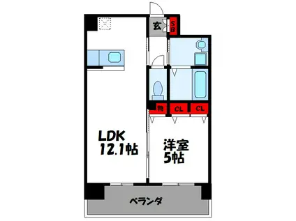レフティヒルズ多の津(1LDK/4階)の間取り写真