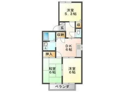 スターハイツ C棟(3DK/2階)の間取り写真