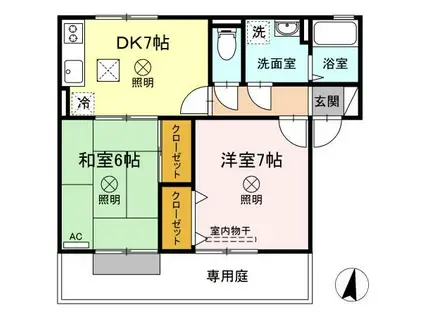サンハイム撫川A棟(2DK/1階)の間取り写真
