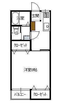 3RD SEIYO A棟(1K/1階)の間取り写真