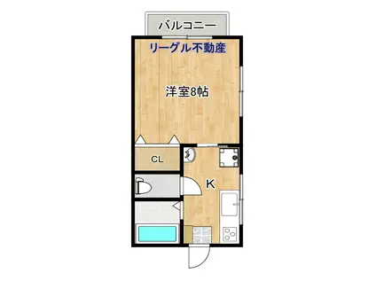 ハニービーハウス(1K/2階)の間取り写真