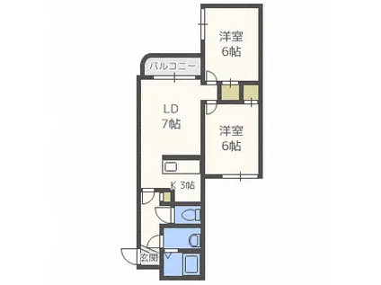 ラフィナート北18条(2LDK/2階)の間取り写真