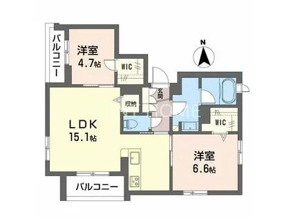 シャーメゾン ソレイユ(2LDK/2階)の間取り写真