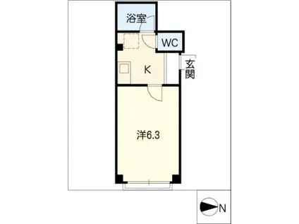 ファインライフ河岸(1K/3階)の間取り写真