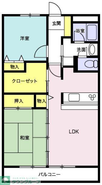 高砂ハイツ石原2(2LDK/3階)の間取り写真