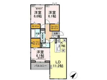 D CRAFT 谷田(3LDK/1階)の間取り写真