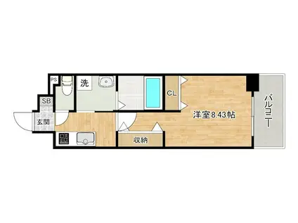 アクシオ北九州III(1K/4階)の間取り写真