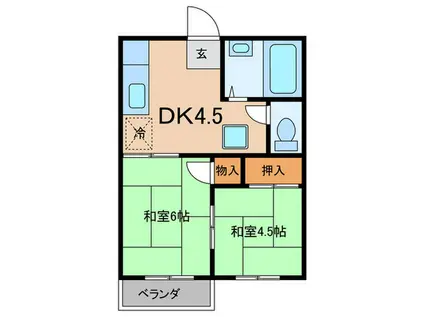 シンセイ第2ハウス(2DK/2階)の間取り写真
