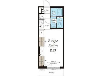 リブリ・EVER FREE(1K/3階)の間取り写真