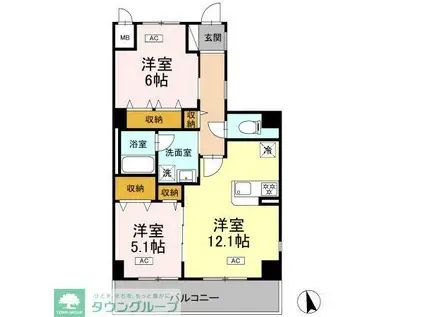 カスタリア西船橋II(3LDK/5階)の間取り写真