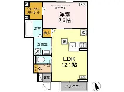 DーROOM富沢西2丁目(1LDK/1階)の間取り写真