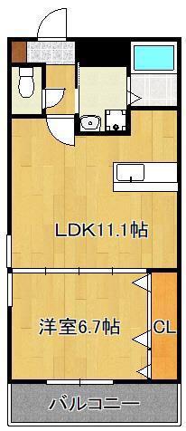 NO.65クロッシングタワーORIENT.BLD(1LDK/14階)の間取り写真