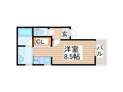 WE PLACE 黒松(ワンルーム/3階)の間取り写真