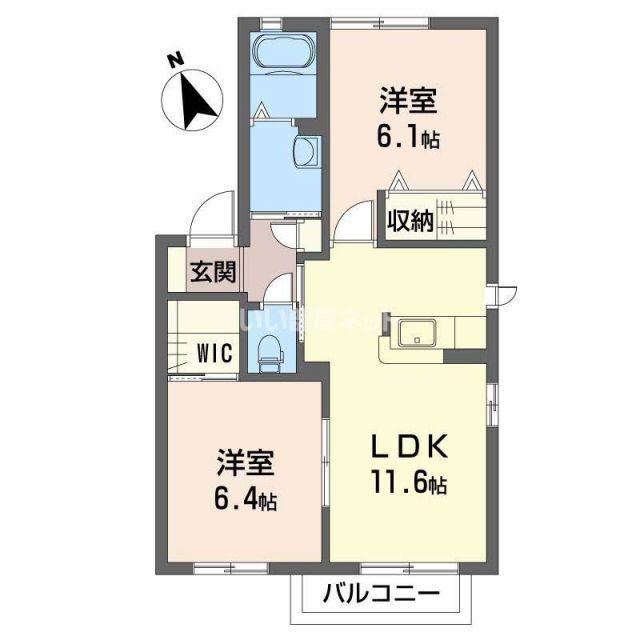 シャーメゾン ヴェルジュール I棟(2LDK/2階)の間取り写真