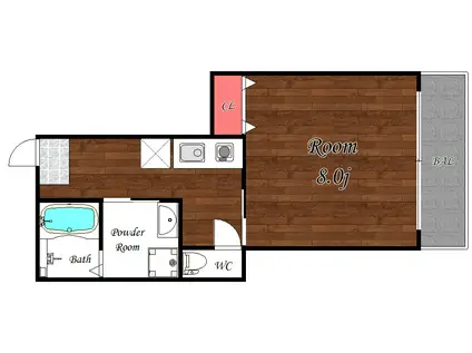 ハイツやしま(1K/2階)の間取り写真