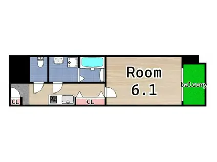 ウインズコート都島(1K/6階)の間取り写真