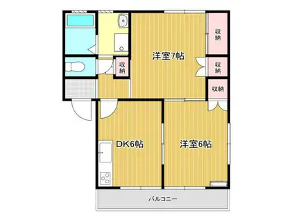 サンハイツ和合(2DK/1階)の間取り写真