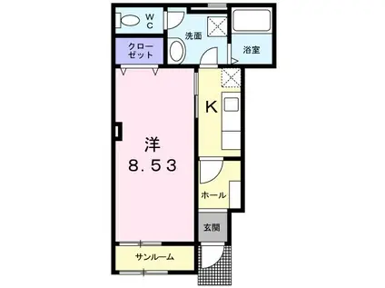 ライツ・レーベンII(1K/1階)の間取り写真