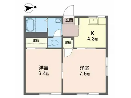 グリーンパークヒロミ(2K/1階)の間取り写真