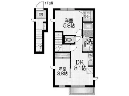 フォレストカントリー3(2DK/2階)の間取り写真