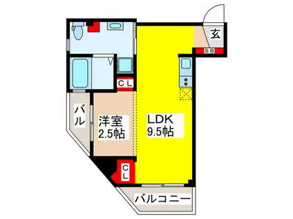 メゾンドミュー(1LDK/4階)の間取り写真