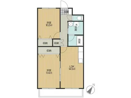 グレース斐川(2LDK/3階)の間取り写真